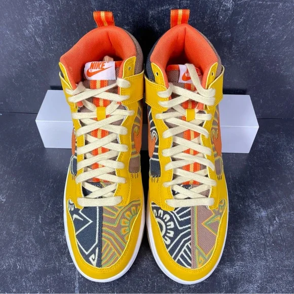 DUNK HIGH PRM SOMOS FAMILIA SHOES SIZE DIA DE MUERTOS GUM SOLE GOLD ORANGE BLACK - Picture 3 of 11